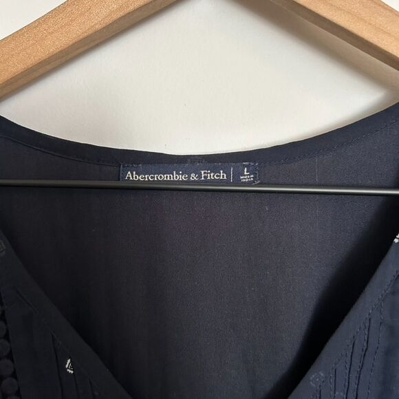 Abercrombie and Fitch Navy Blue Ruffle Dress Size Large - Picture 3 of 6